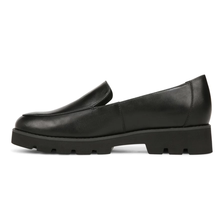 VIONIC Women's Kensley Loafer Wide Width - Black Nappa Leather Slip-On Shoes