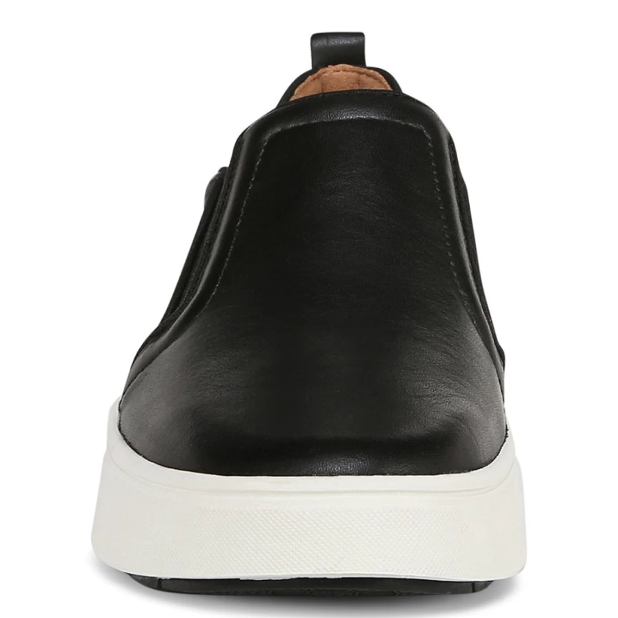 VIONIC Women's Kimmie Wide Width Sneakers in Black Leather