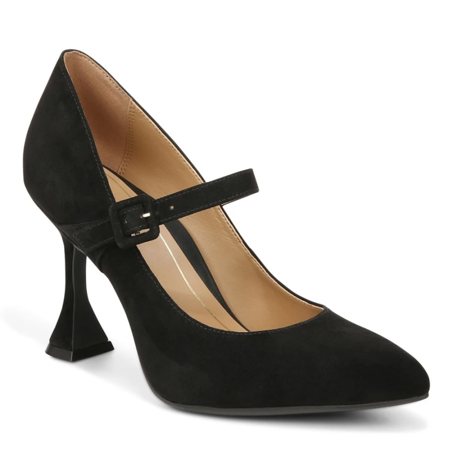 "VIONIC Women's Collette Mary Jane Heel - Black Suede Comfortable Dress Shoes"